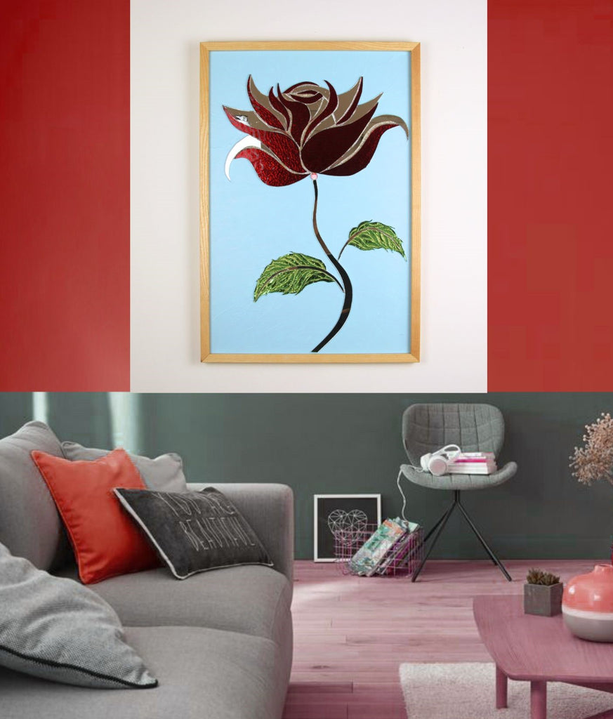 Rosa quadro d'arredo simbolo di passione e amore